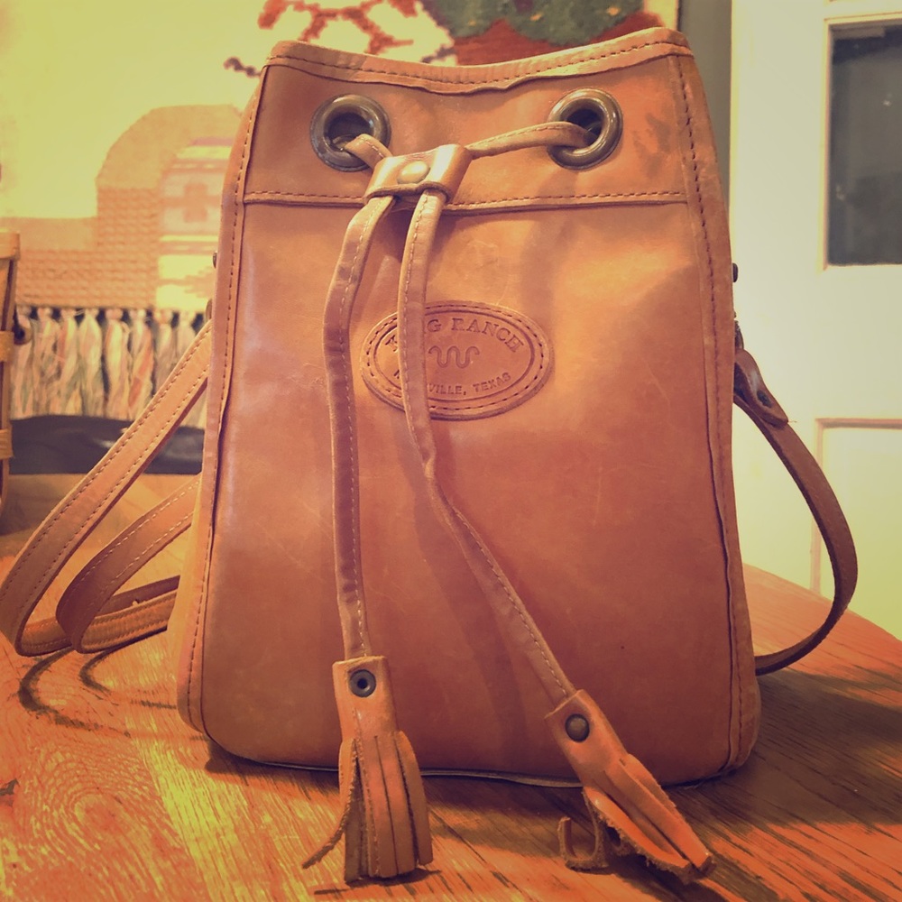King Ranch tawny brown leather bucket purse